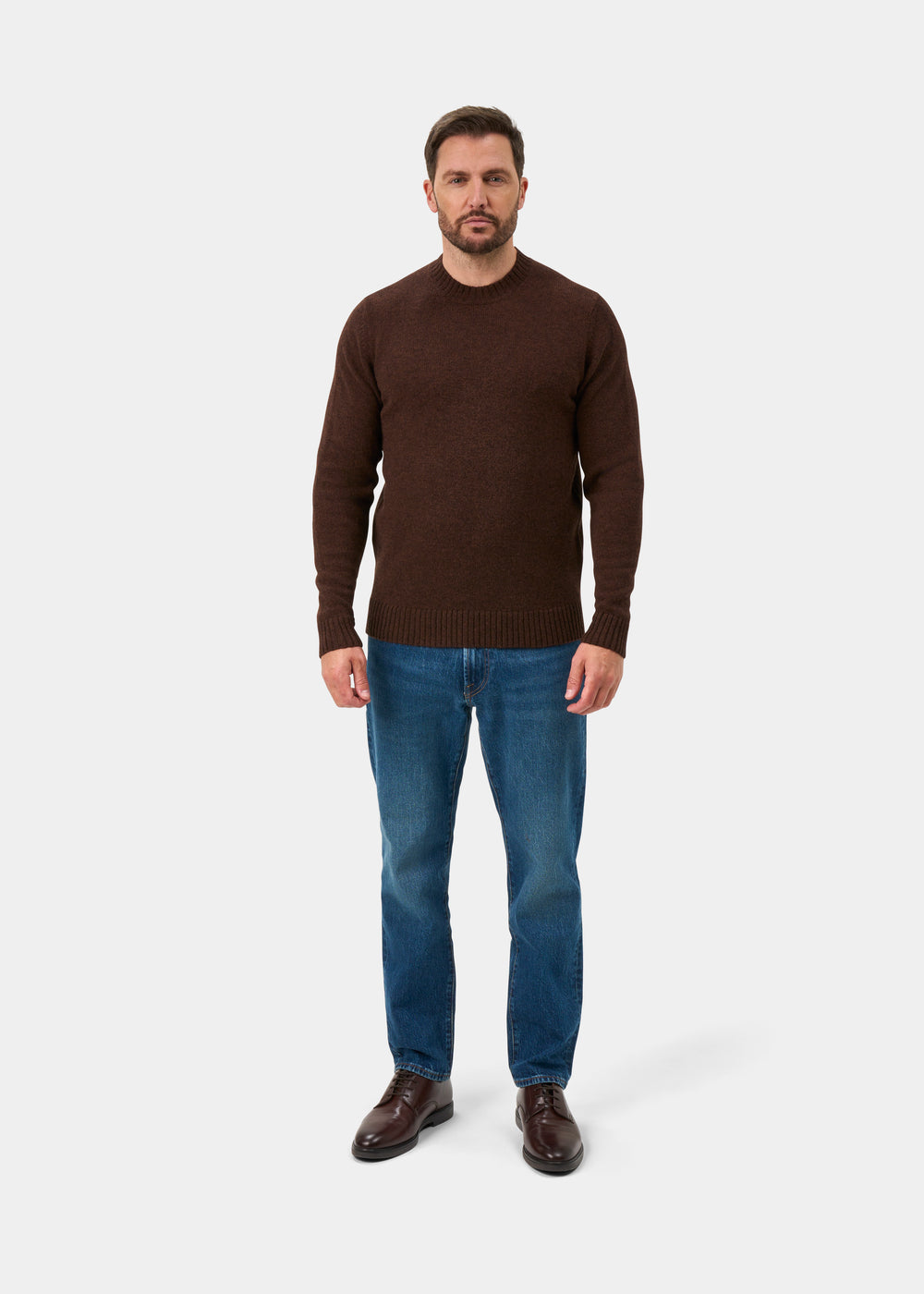 Kinnadie Supersoft Shetland Jumper In Coffee - Regular Fit