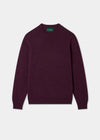 Men's Shetland Wool Crew Neck Jumper in Elderberry