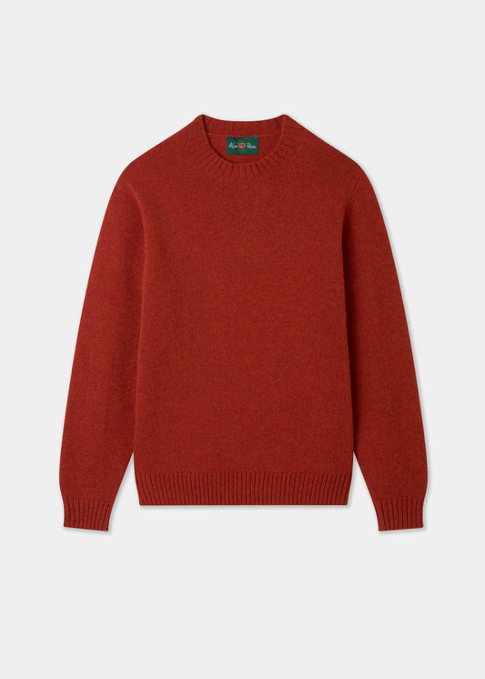 Men's Shetland Wool Crew Neck Jumper in Saffron