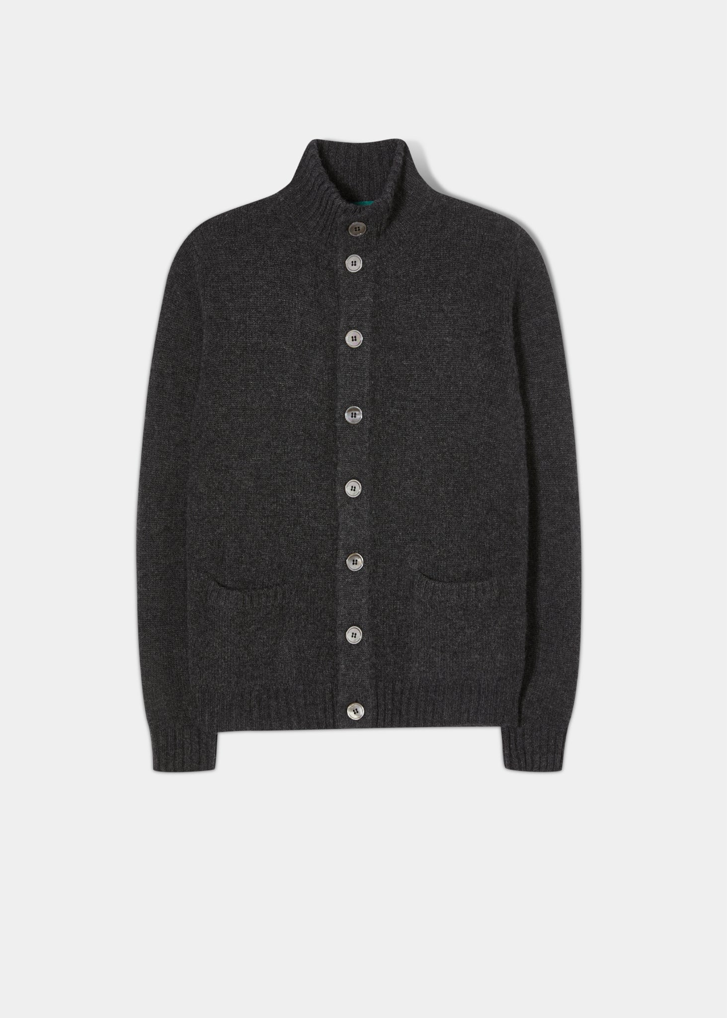 alan paine Landford Men's Lambswool Buttoned Jumper In Charcoal - Regular Fit