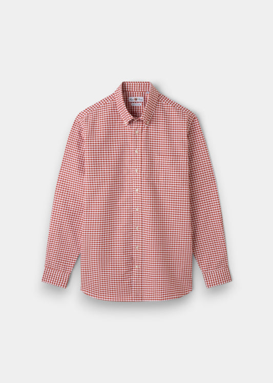 Mirfield Red Check Cotton Shirt - Classic Fit