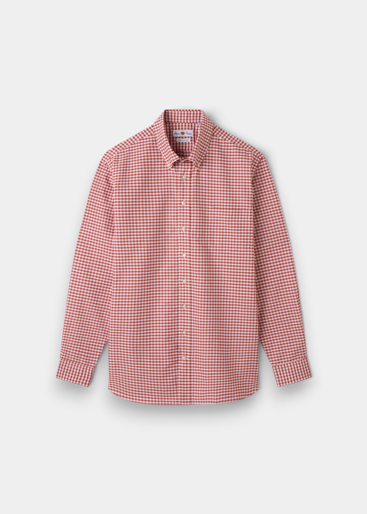 Alan Paine Mirfield red and white gingham check cotton shirt in a classic fit with a button-down collar