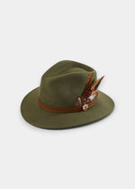 Richmond Ladies Felt Hat With Feather In Olive