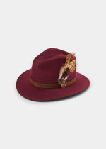 Richmond Ladies Felt Hat With Feather In Wine