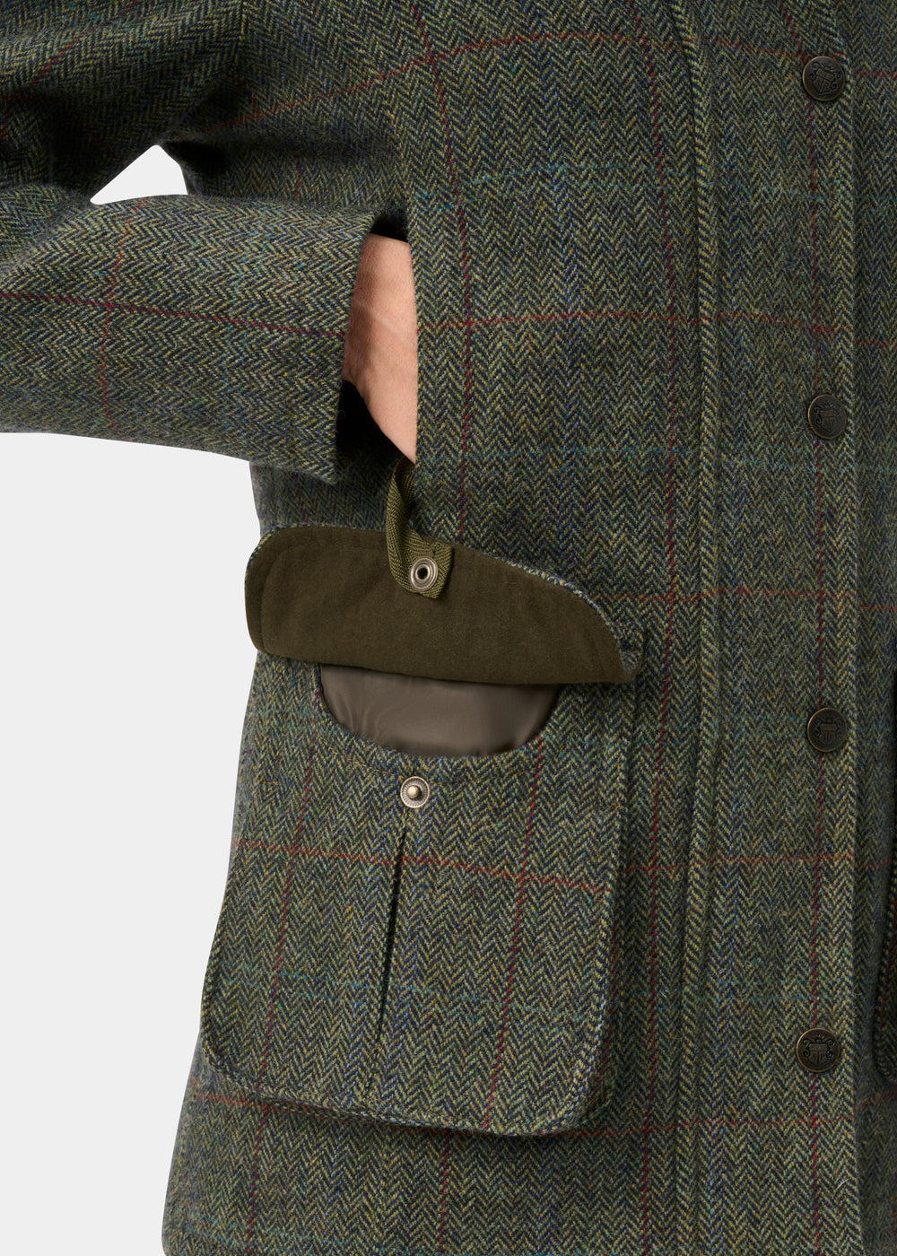 Rutland Ladies Tweed Waterproof Shooting Coat in Juniper -  Shooting Fit