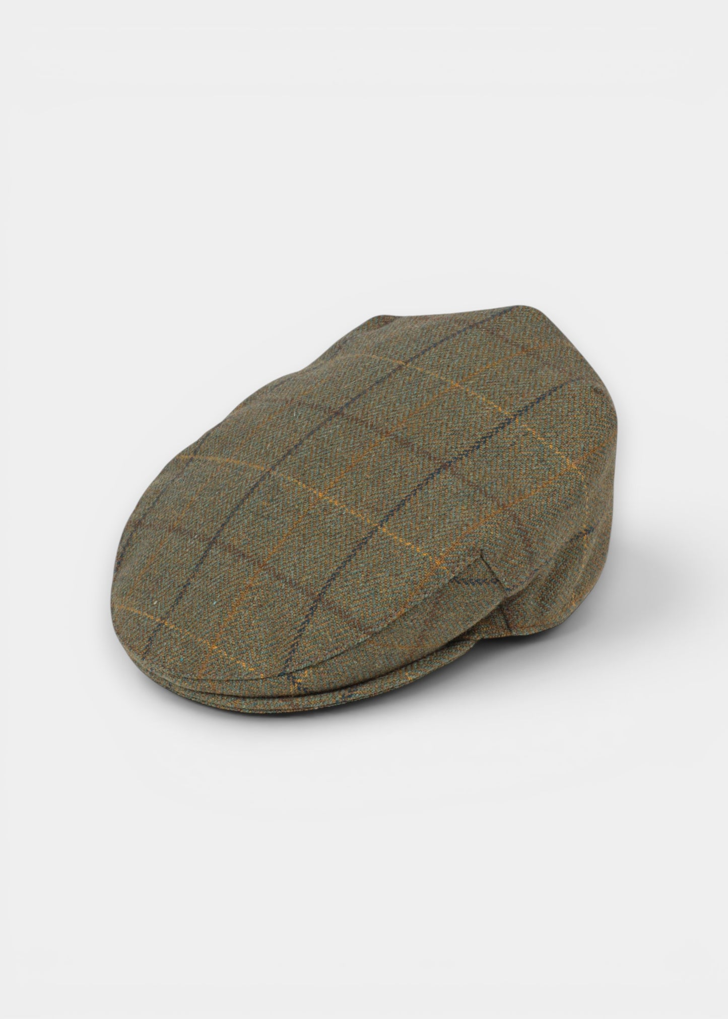 Rutland Men's Tweed Waterproof Flat Cap in Dark Moss  -  Regular Fit