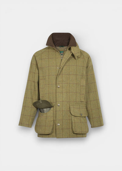 Rutland Men's Tweed Waterproof Shooting Coat in Lichen  -  Regular Fit