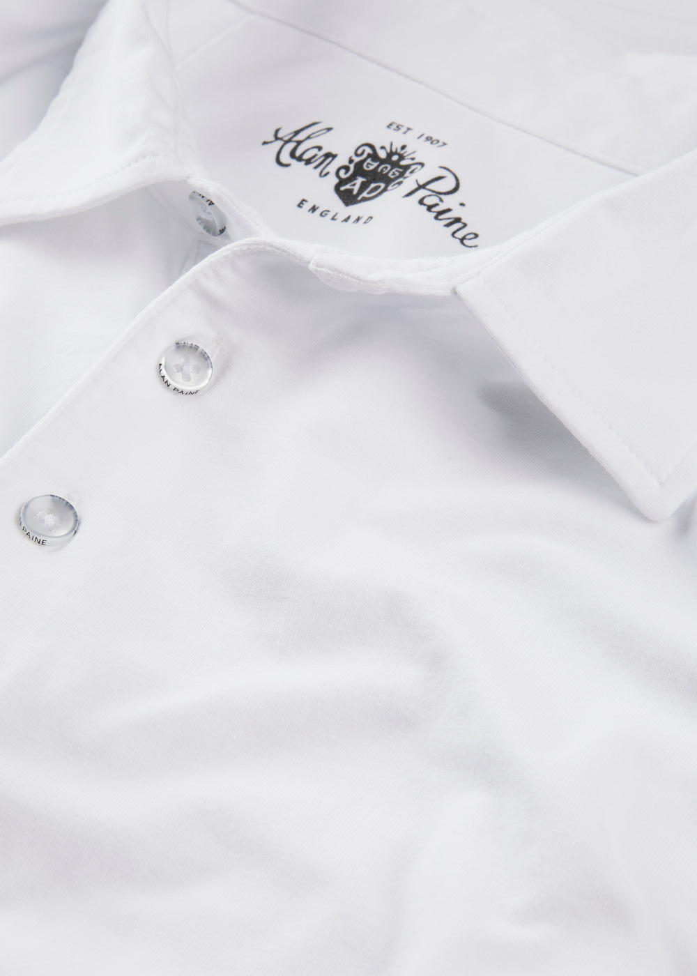 Mens Cotton Long Sleeve Polo Shirt in White