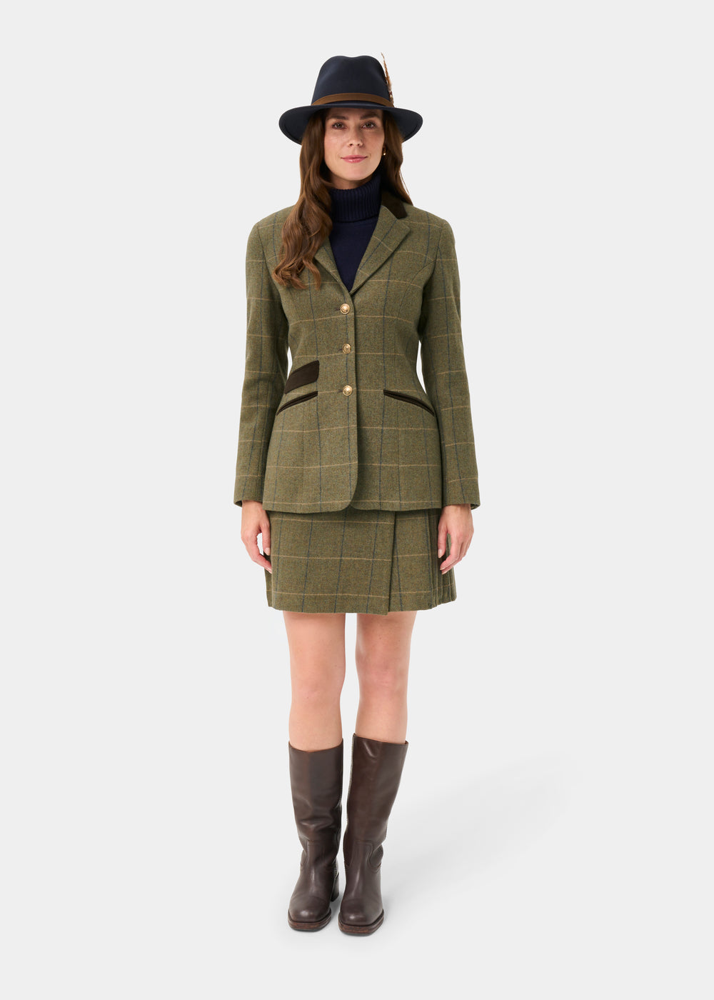 Surrey Ladies Tweed Water Repellent Blazer in Lovat Blue -  Regular Fit