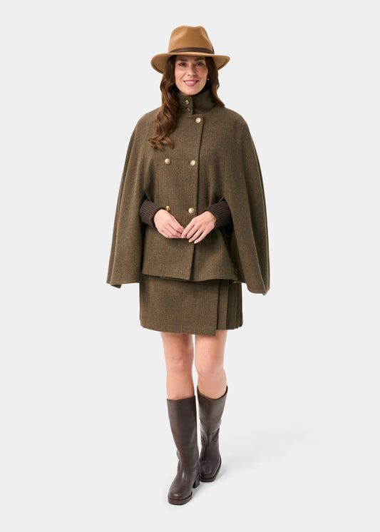 Surrey Ladies Tweed Water Repellent Cape in Field Maple -  Regular Fit