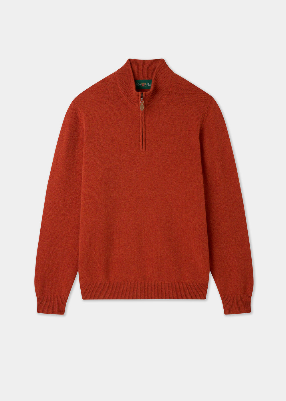 Orange jumper with a zipper on a light gray background