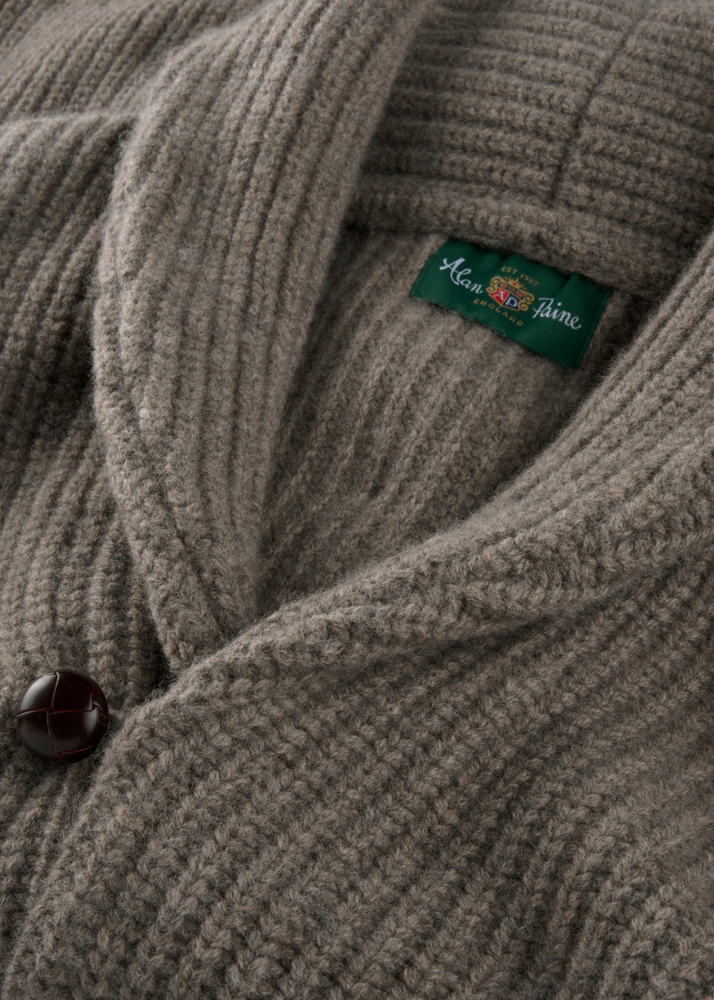 Men's Lambswool Jumper with Shawl Collar in Vole