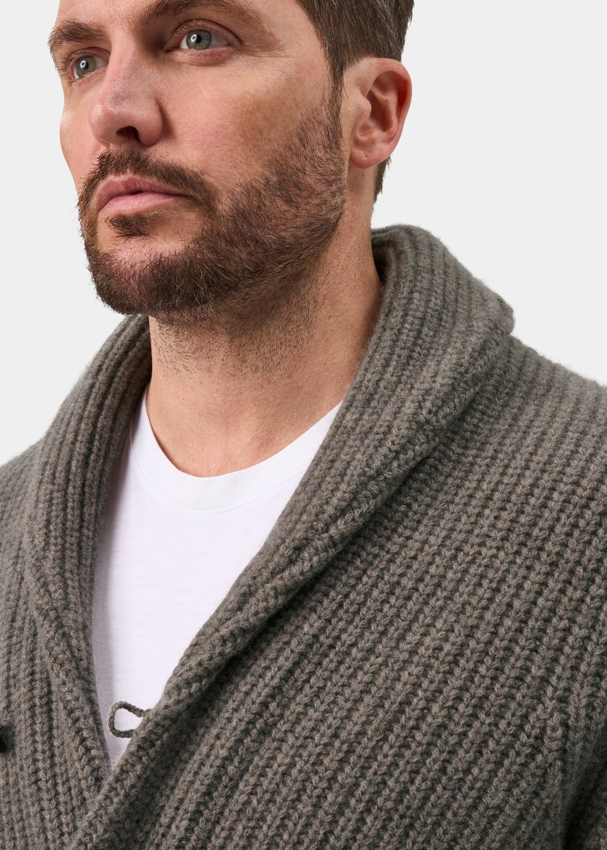 Usworth Lambswool Shawl Collar Jumper In Vole - Regular Fit