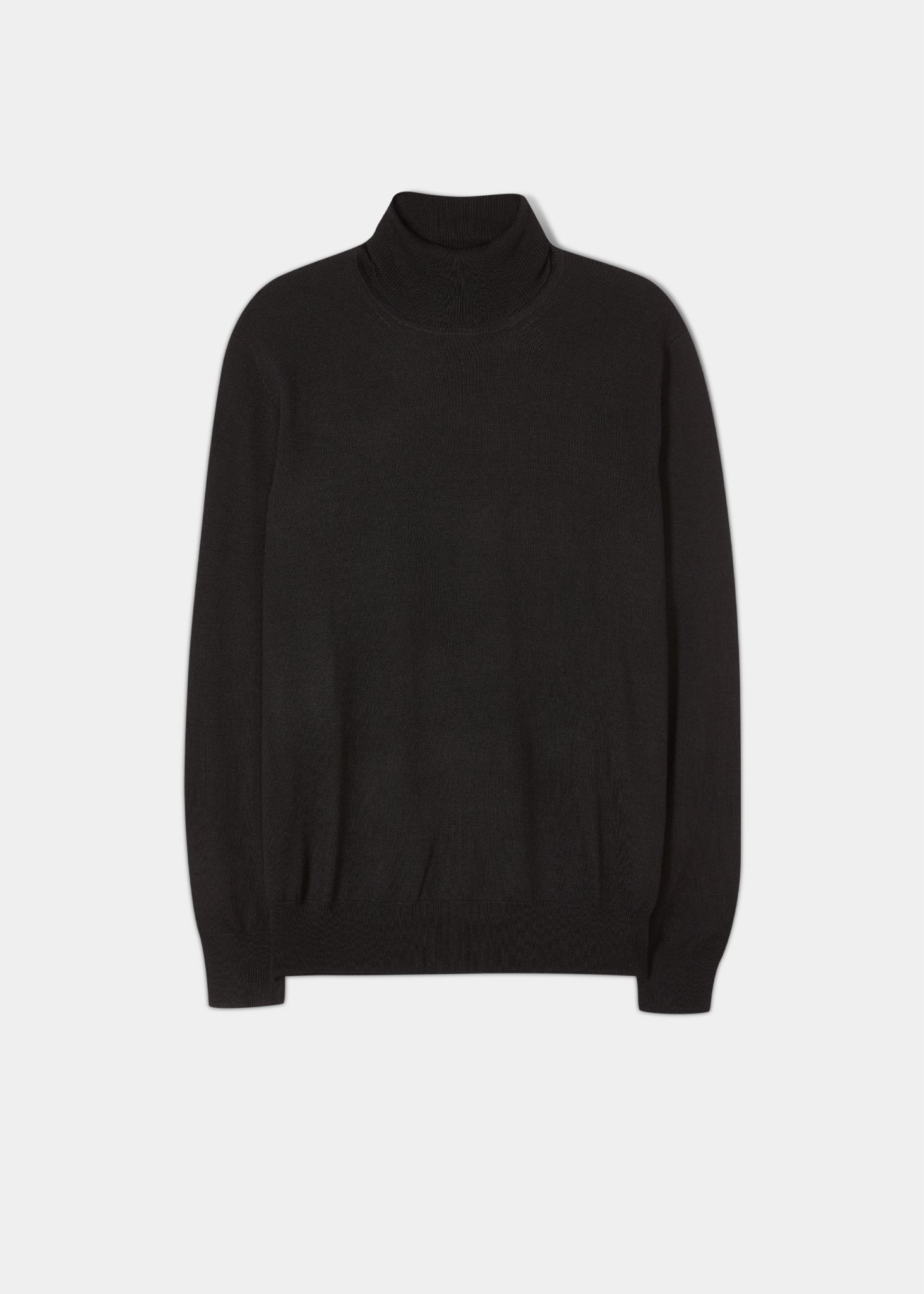 alan paine Linton Merino Wool Roll Neck Jumper in Black - Regular Fit