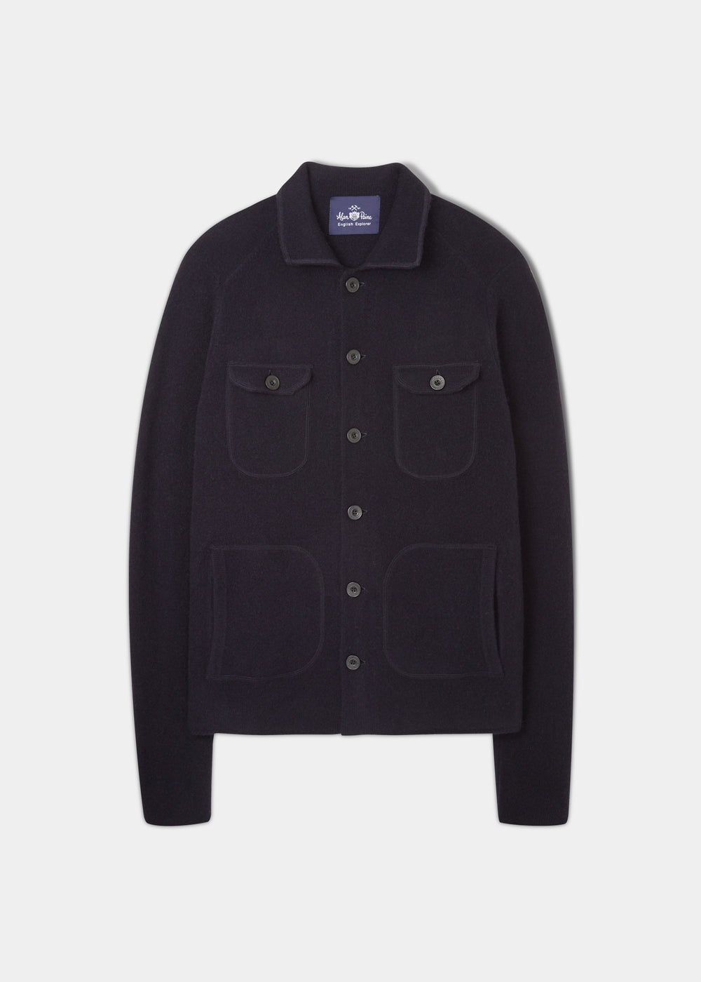 Ferndale Lambswool Knitted Shirt In Navy - Regular Fit